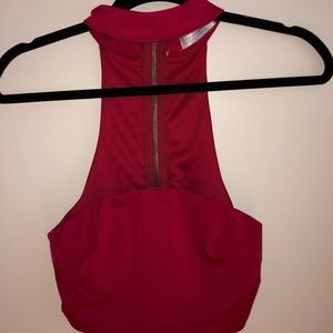 LF RUMOR red choker crop top